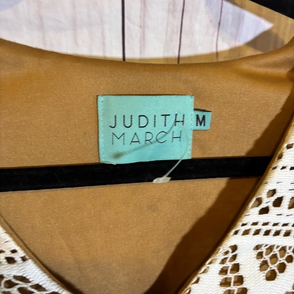 Judith March Crochet Cream and Brown Short Sleeve Bohemian Mini Dress Med NWOT - Picture 3 of 6